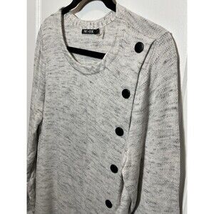 NIC+ZOE Gray Side‎ Button XL Womens Sweater Long Sleeve Knit Pullover Top